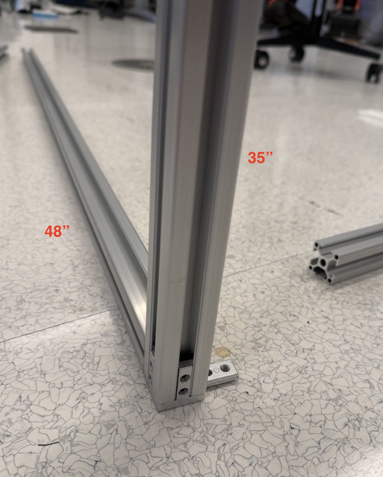 First corner of the back frame with a 3-way connector