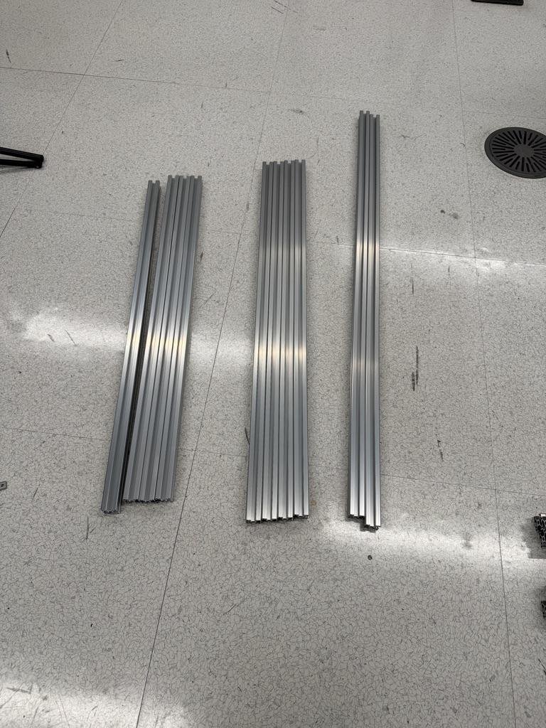 The twelve cut extrusions laid out