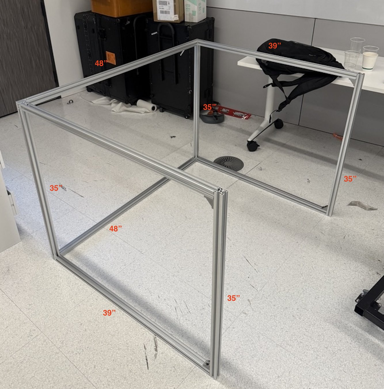 The finished cage frame on the table